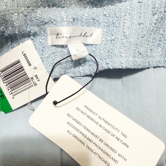 NWT Line & Dot Emmeline Tweed Boucle Revolve Mini Skirt in Sky Blue size large - Picture 7 of 10